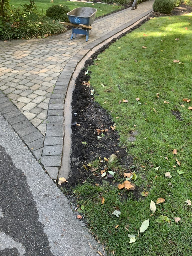 Replace paver edging on paver patio