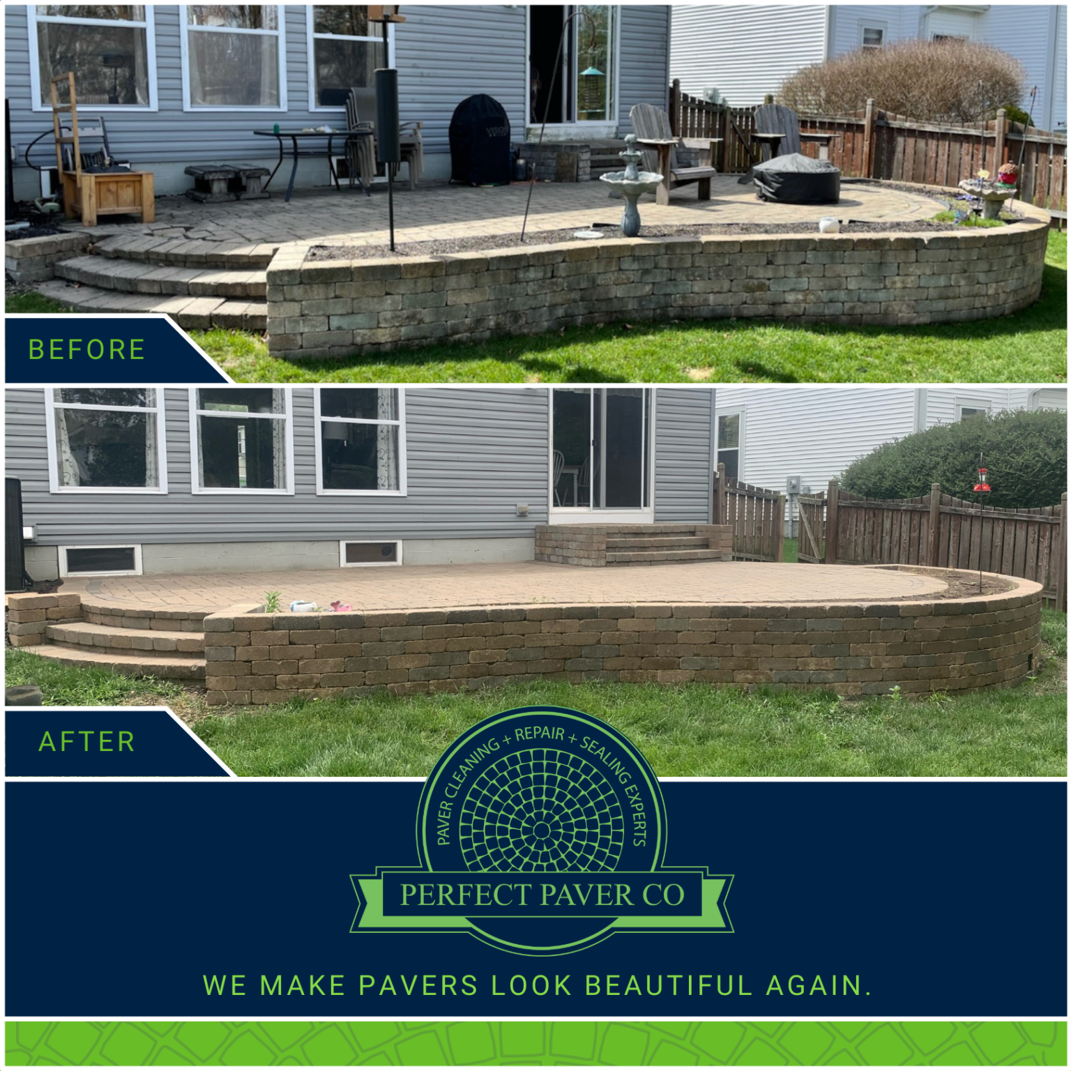 Repair paver patio Cincinnati Columbus dayton ohio