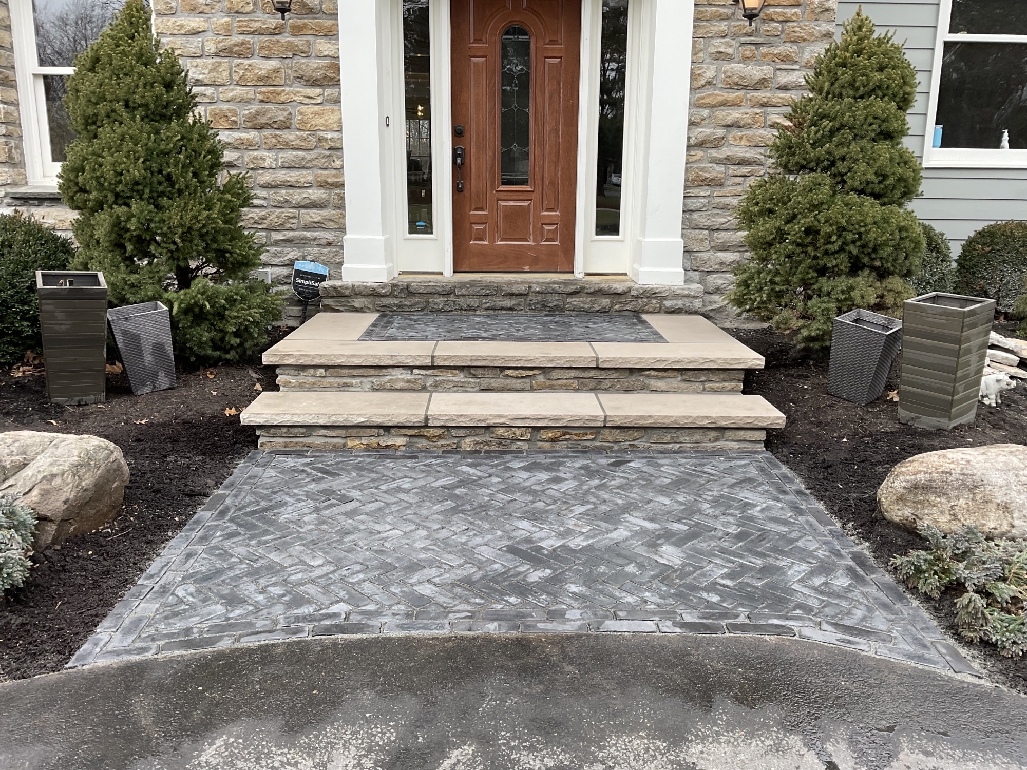 New front paver walkway and stone entry way steps Indian hill ohio