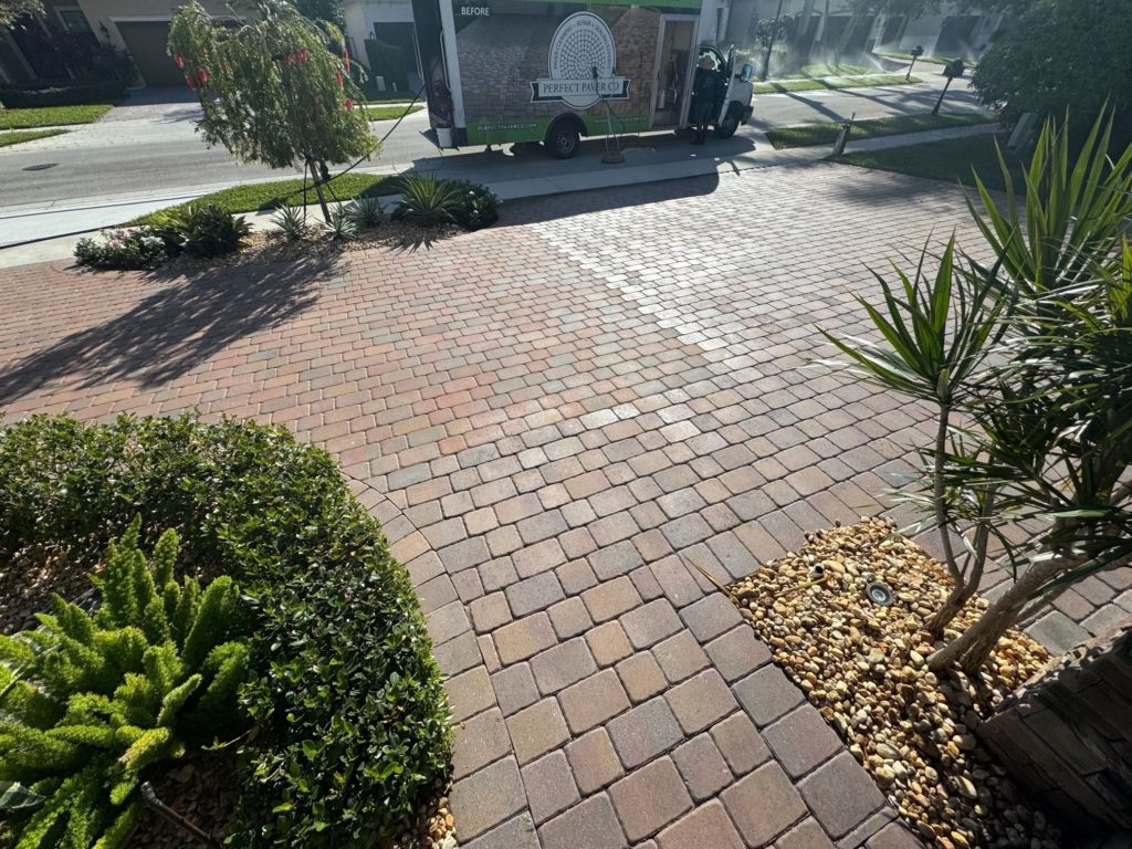 Stain old pavers to match new in Delray Beach fl